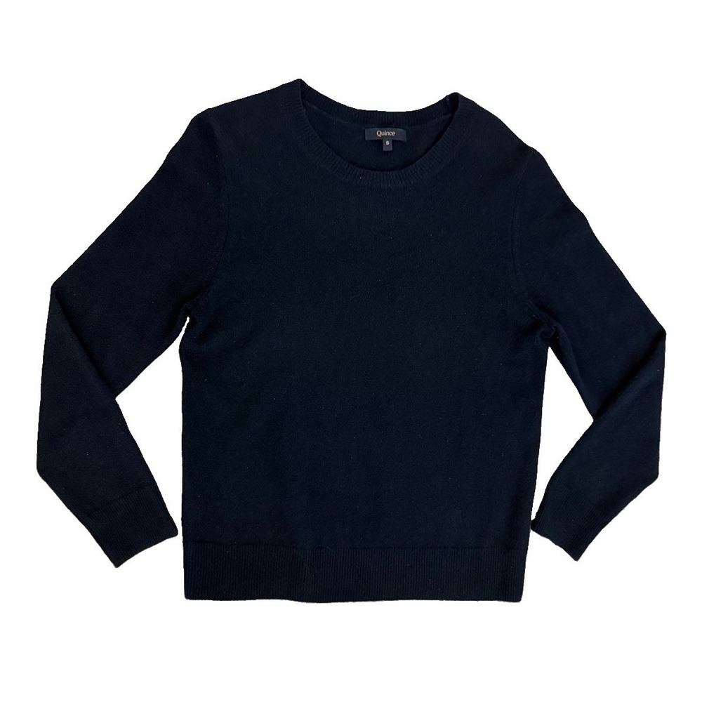 Quince Women's SM Black Mongolian Cashmere Crewneck Sweater